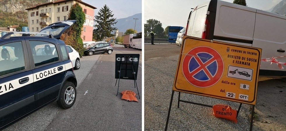Multe e auto rimosse con il carro attrezzi: in via Lungadige sono partiti i lavori del cantiere e sul posto è intervenuta la